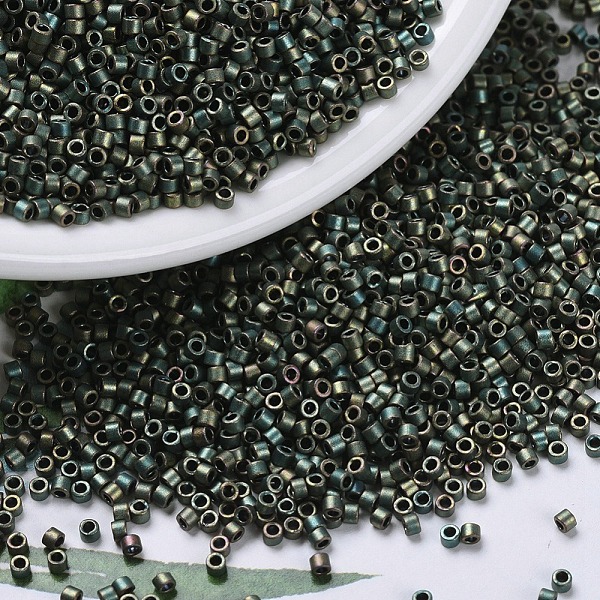 

PandaHall MIYUKI Delica Beads, Cylinder, Japanese Seed Beads, 11/0, (DB0324) Matte Metallic Patina Iris, 1.3x1.6mm, Hole: 0.8mm, about..., Green