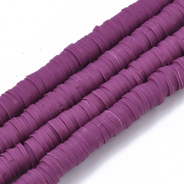 

PandaHall Handmade Polymer Clay Beads Strands, for DIY Jewelry Crafts Supplies, Heishi Beads, Disc/Flat Round, Purple, 6x0.5~1mm, Hole...