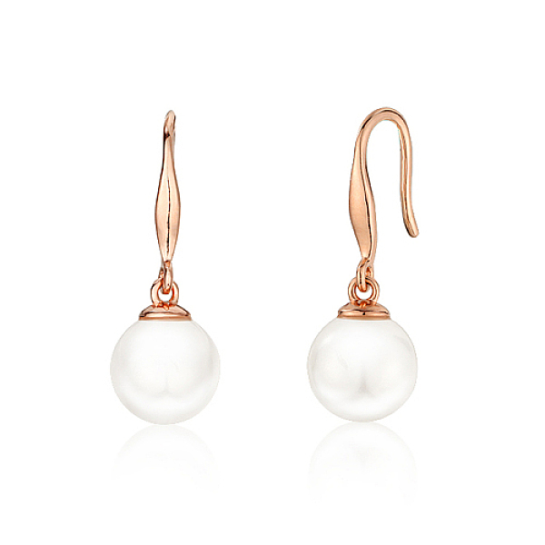

PandaHall 925 Sterling Silver Dangle Earrings, with Pearl, Rose Gold, 23x8mm Pearl