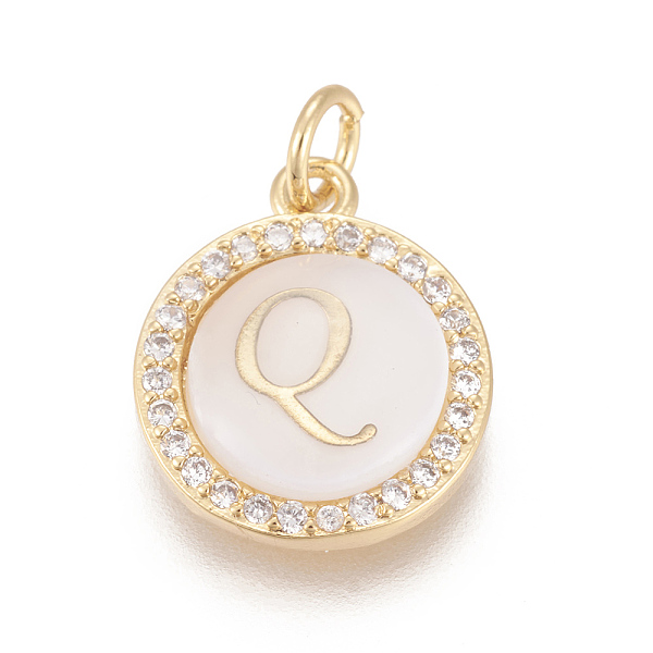 

PandaHall Brass Micro Pave Cubic Zirconia Pendants, with Shell, Long-Lasting Plated, Lead Free & Cadmium Free & Nickel Free, Real 18K Gold..., Clear