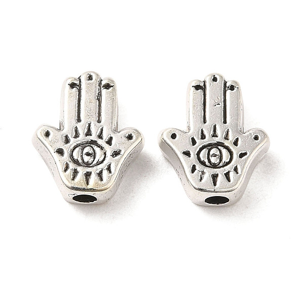

PandaHall Tibetan Style Alloy Beads, Cadmium Free & Lead Free, Hamsa Hand with Eye, Antique Silver, 9x7.5x2.5mm, Hole: 1.6mm, about...