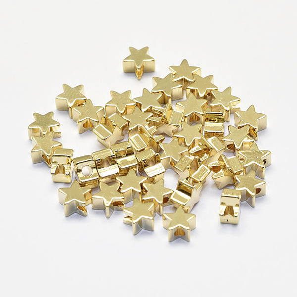 

PandaHall Long-Lasting Plated Brass Beads, Real 18K Gold Plated, Nickel Free, Star, 5x5x3mm, Hole: 1.5mm Brass Star