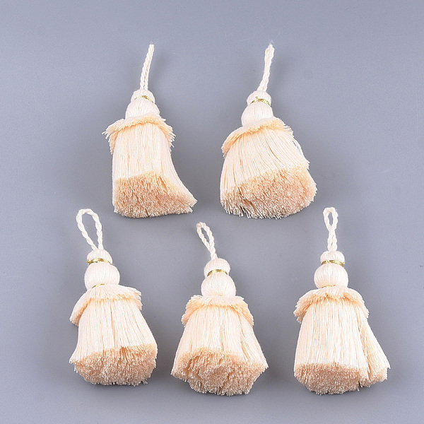 

PandaHall Polycotton(Polyester Cotton) Tassel Big Pendant Decorations, PeachPuff, 60~62x24~28mm Polycotton Brown