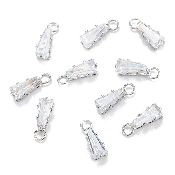 

PandaHall Brass Clear Cubic Zirconia Charms, Long-Lasting Plated, Trapezoid, Platinum, 11x3.5x3mm, Hole: 2mm Brass+Cubic Zirconia Others...