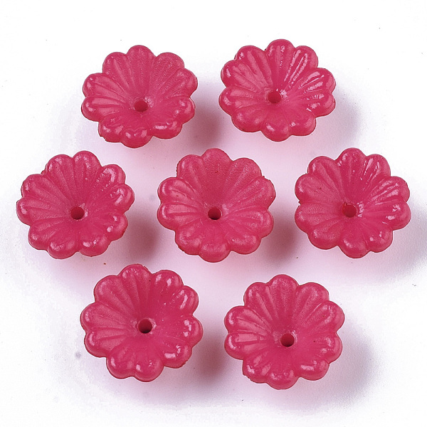 

PandaHall Opaque AS Plastic Bead Caps, 5-Petal, Flower, Cerise, 13x7.5mm, Hole: 1.2mm, about 1800pcs/500g Plastic Red