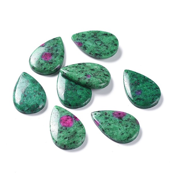 

PandaHall Natural Ruby in Zoisite Pendants, teardrop, 41~43x28.5x6~7mm, Hole: 2mm Ruby in Zoisite Teardrop Green