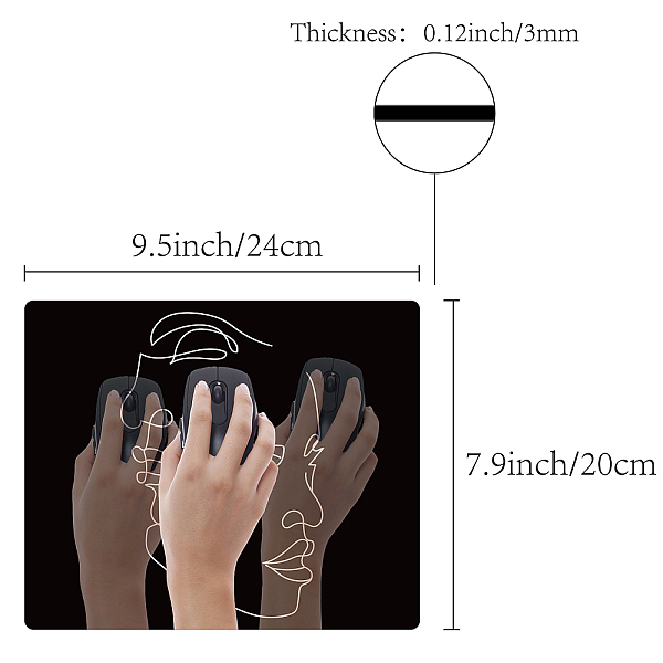 

PandaHall Rubber with Cloth Mouse Pad, Customization Mouse Pad, Rectangle, Human Pattern, 20x24x0.3cm Cloth Human