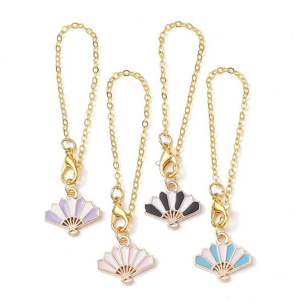 

PandaHall Chinese Style Alloy Enamel Pendants Decorations, with Brass Flat Oval Cable Chains and Zinc Alloy Lobster Claw Clasps, Fan, Golden..., Multicolor