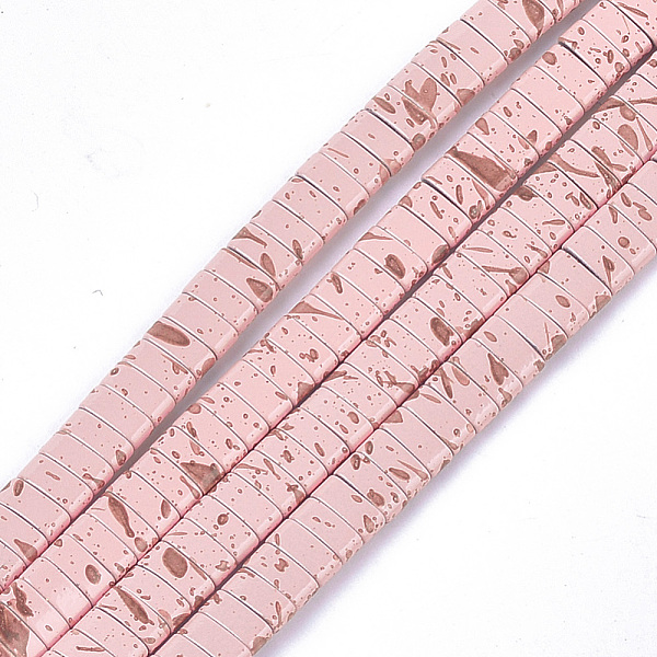 

PandaHall Spray Painted Non-magnetic Synthetic Hematite Beads, Two Hole Carrier Beads, For Tile Elastic Bracelets Making, Rectangle, Pink...
