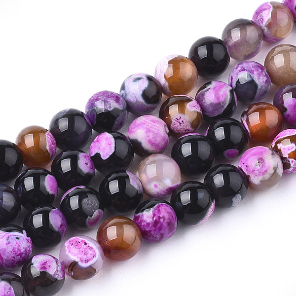 

PandaHall Natural Fire Crackle Agate Beads Strands, Dyed, Round, Colorful, 8mm, Hole: 1mm, about 46~48pcs/strand, 14.56 inch~15.15 inch Fire...
