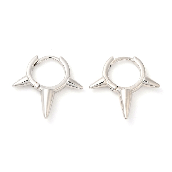 

PandaHall Rack Plating Brass Spike Hoop Earrings for Women, Lead Free & Cadmium Free, Long-Lasting Plated, Platinum, 24x24x5mm Brass
