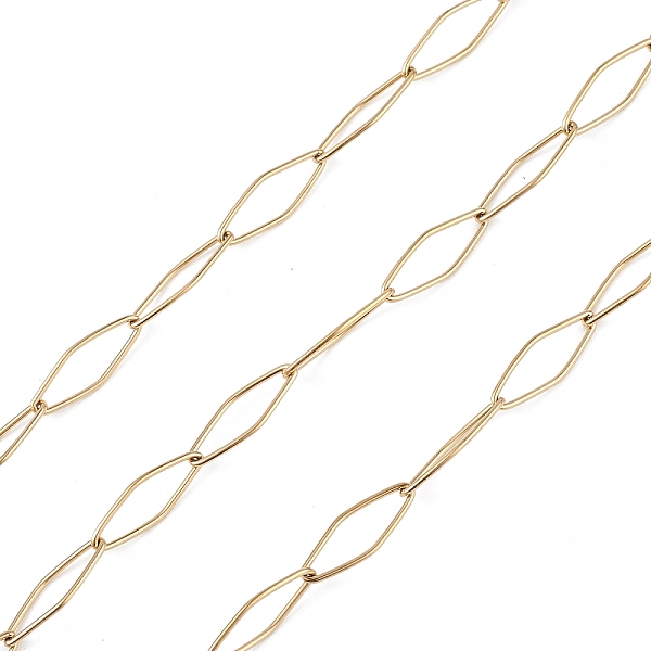 

PandaHall 304 Stainless Steel Rhombus Link Chains, Unwelded, with Spool, Golden, 15x6.5x1mm, about 32.81 Feet(10m)/Roll 304 Stainless Steel
