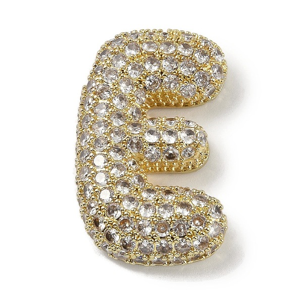 

PandaHall Rack Plating Brass Micro Pave Clear Cubic Zirconia Pendants, Long-Lasting Plated, Real 18K Gold Plated, Letter E, 30x18.5x6.5mm...