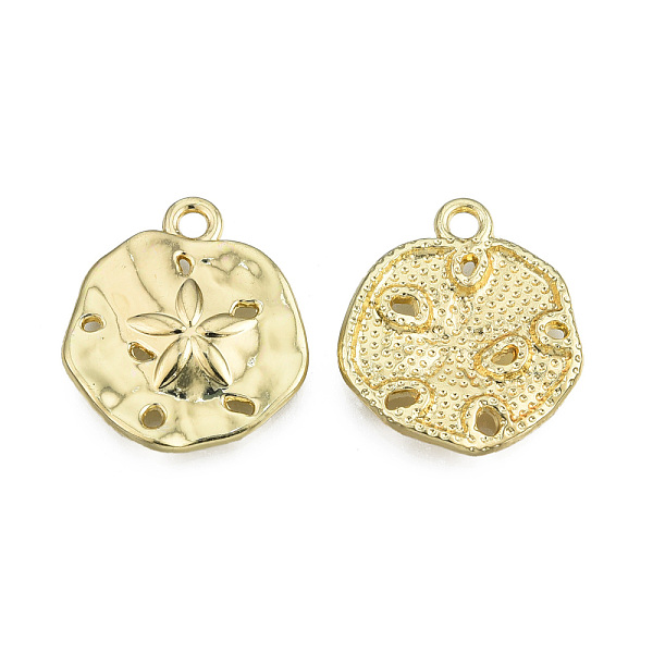 

PandaHall Rack Plating Alloy Pendants, Cadmium Free & Nickel Free & Lead Free, Textured, Flat Round with Flower, Light Gold, 21x18.5x2.5mm...