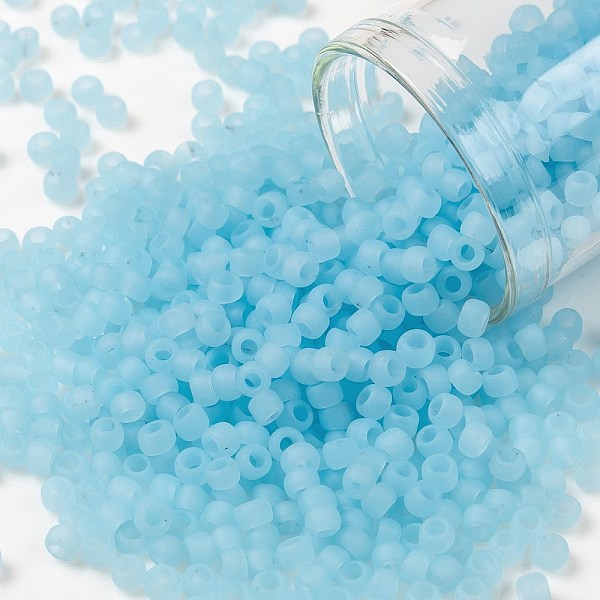 

PandaHall TOHO Round Seed Beads, Japanese Seed Beads, Frosted, (143F) Ceylon Frost Aqua, 8/0, 3mm, Hole: 1mm, about 222pcs/10g Glass Cyan