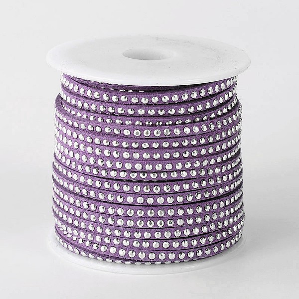 

PandaHall Rivet Faux Suede Cord, Faux Suede Lace, with Aluminum, Purple, 3x2mm, about 20yards/roll Faux Suede+Rivet Purple