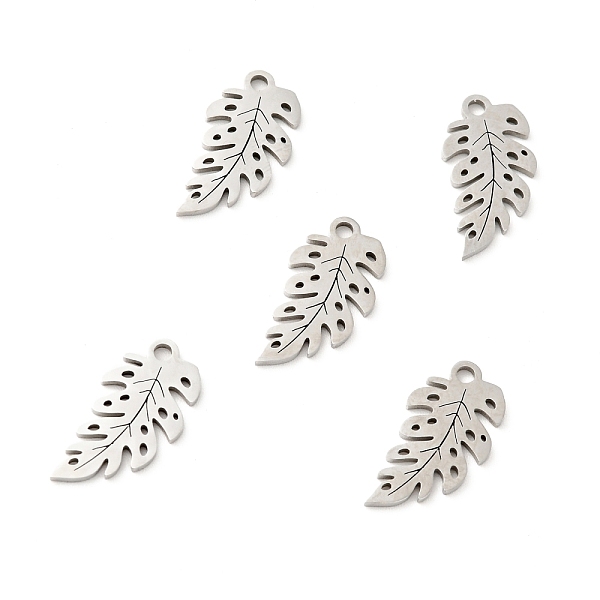 

PandaHall 201 Stainless Steel Pendants, Palm Leaf , Stainless Steel Color, 16.5x8.5x1mm, Hole: 1.4mm 201 Stainless Steel Leaf