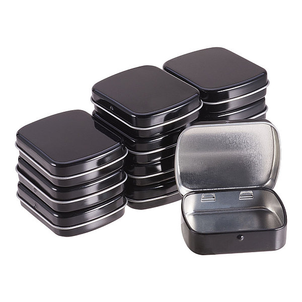 

PandaHall BENECREAT 12 Pack 2.5x2x0.6 Black Rectangular Metal Hinged Tins Storage Containers for Candy Crafts Pins and Home Kitchen Office...