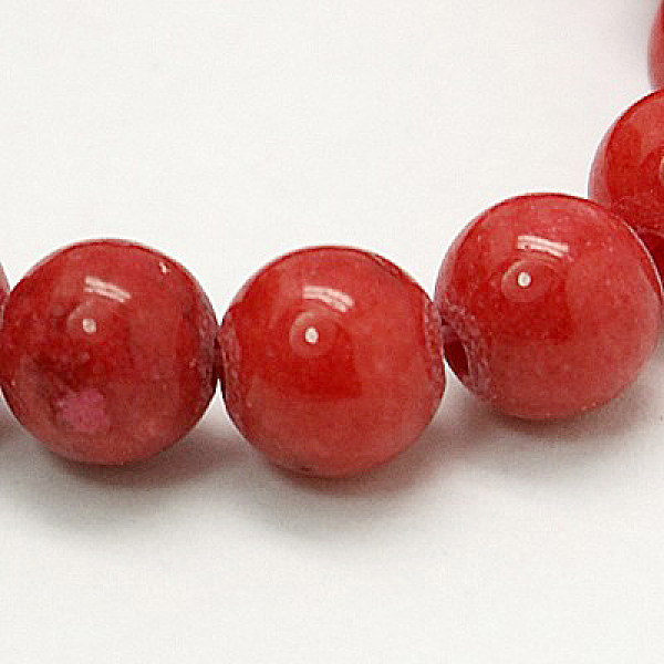 

PandaHall Natural Mashan Jade Round Beads Strands, Dyed, FireBrick, 4mm, Hole: 1mm, about 98pcs/strand, 15.7 inch Mashan Jade Round Red