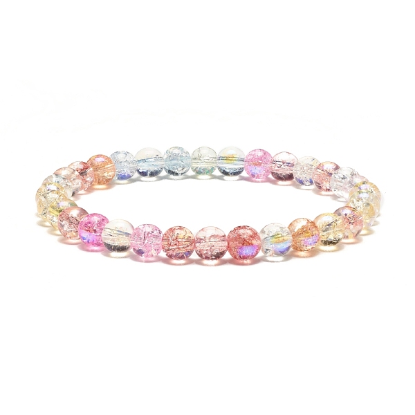 

PandaHall 6mm Sparkling Crackle Glass Round Beads Stretch Bracelet, Dainty Bracelet for Teen Girl Women, Colorful, Inner Diameter: 2-1/4...