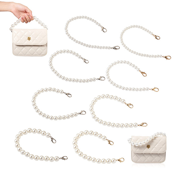 

PandaHall 8Pcs 8 Styles White Acrylic Round Beads Bag Handles, with Zinc Alloy Lobster Clasps and Steel Wire, for Bag Replacement...