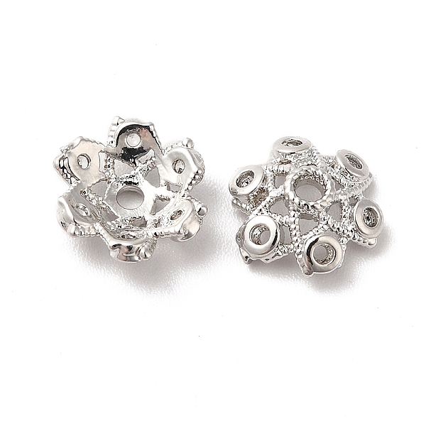 

PandaHall Brass Micro Pave Cubic Zirconia Bead Cap, 6-Petal Flower, Platinum, 9.5x3mm, Hole: 1.5mm Brass+Cubic Zirconia Clear