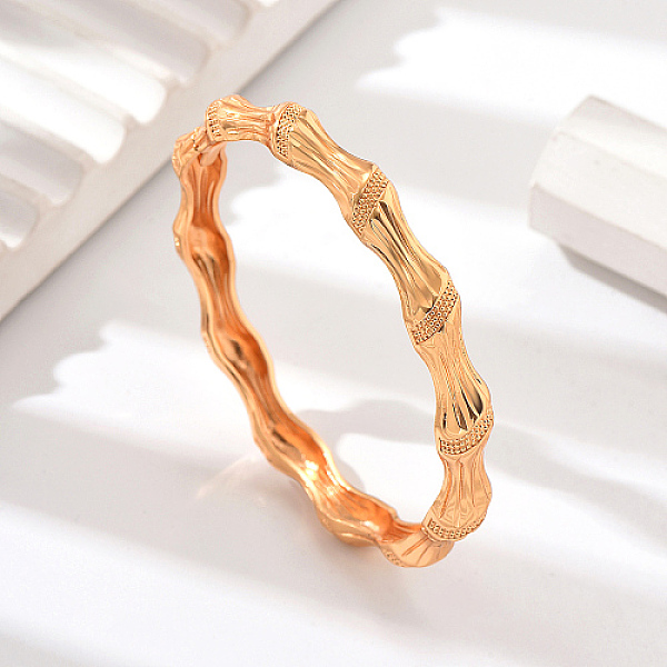 

PandaHall Real 18K Gold Plated Brass Bangles, Bamboo, Inner Diameter: 2-3/8 inch(6cm) Brass Bamboo