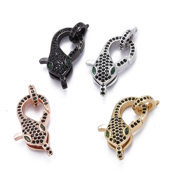 

PandaHall Brass Micro Pave Black & Green Cubic Zirconia Lobster Claw Clasp, Long-Lasting Plated, with Jump Rings, Snake Shape, Mixed Color...