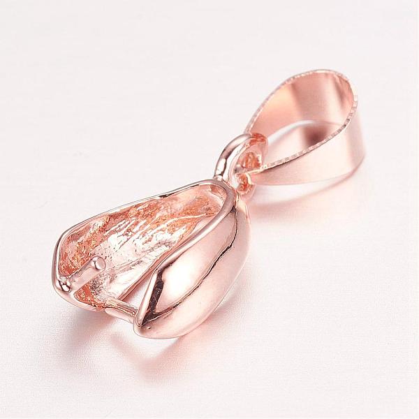 

PandaHall Rack Plating Brass Pendant Pinch Bails, Nickel Free, Rose Gold, 13.5x7~8x4mm, Hole: 4x5mm Brass