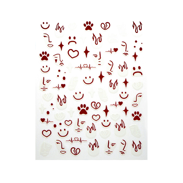 

PandaHall Nail Art Stickers Decals, with Self Adhesive, for Nail Tips Decorations, Smiling Face Pattern, 10x7.9cm Paper Smiling Face