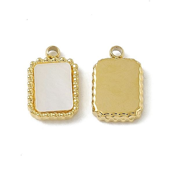 

PandaHall Vacuum Plating 201 Stainless Steel Pendants, Rectangle Charms, with Shell, Real 18K Gold Plated, 11x7x1.5mm, Hole: 1.2mm Shell...