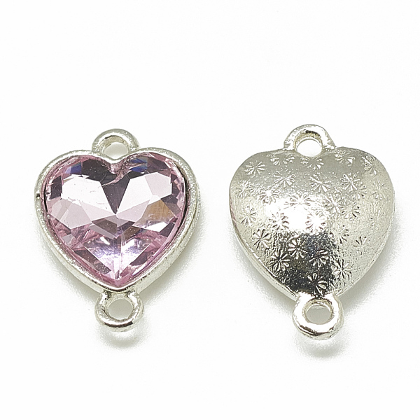 

PandaHall Alloy Glass Links connectors, Faceted, Heart, Platinum, Pearl Pink, 19.5x14x6.5mm, Hole: 1.5mm Alloy+Glass Heart Pink