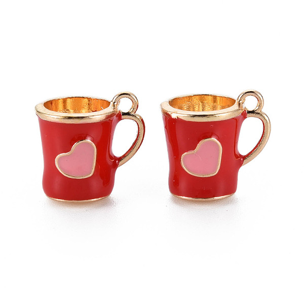 

PandaHall Rack Plating Alloy Enamel Charms, Cadmium Free & Nickel Free & Lead Free, Cup, Light Gold, FireBrick, 14x14x11mm, Hole: 1.5mm..., Red