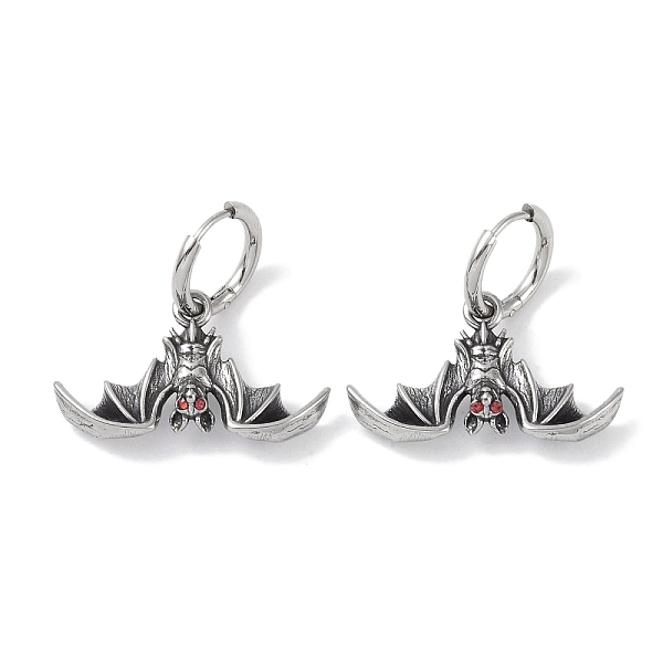 

PandaHall 316 Surgical Stainless Steel Micro Pave Cubic Zirconia Hoop Earrings, Bat, Antique Silver, 17x30mm 316 Surgical Stainless Steel...