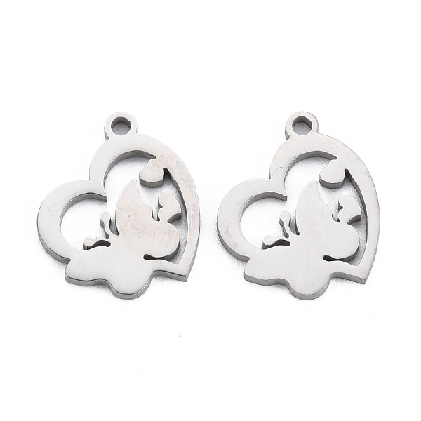 

PandaHall 304 Stainless Steel Pendants, Laser Cut, Heart with Butterfly, Stainless Steel Color, 16x15x1mm, Hole: 1.6mm 304 Stainless Steel...