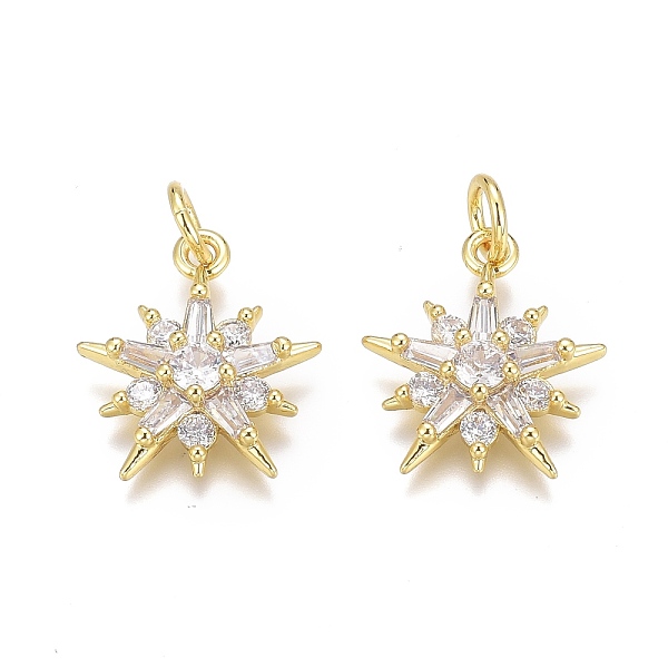 

PandaHall Brass Micro Pave Clear Cubic Zirconia Pendants, Long-Lasting Plated, With Jump Rings, Star, Real 18K Gold Plated, 15x13.5x3.5mm...