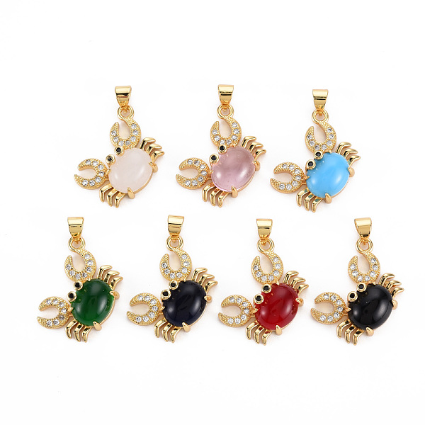 

PandaHall Brass Micro Pave Cubic Zirconia Pendants, with Glass, Cadmium Free & Nickel Free & Lead Free, Real 16K Gold Plated, Crab, Mixed..., Multicolor