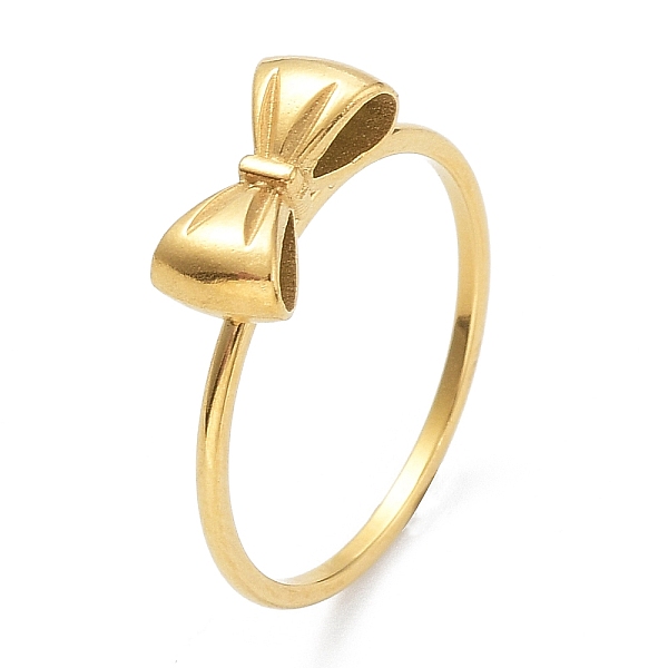 

PandaHall Ion Plating(IP) 304 Stainless Steel Fingerl Rings, Bowknot, Golden, 1mm,US Size 7(17.3mm) 304 Stainless Steel