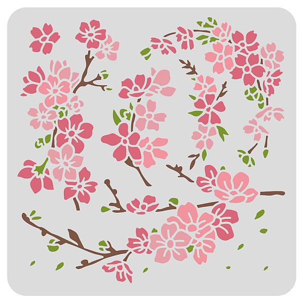 PandaHall BENECREAT Cherry Blossoms Drawing Stencils, 30x30cm Cherry Tree Branch Painting Templates for Scrapbooking, Fabric, Floor...