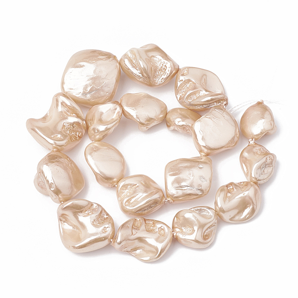 

PandaHall Shell Pearl Beads Strands, Polished, Nugget, PeachPuff, 15~25x10~26x5~16mm, Hole: 1mm, about 18pcs/strand, 14.96 inch Shell Pearl..., Brown