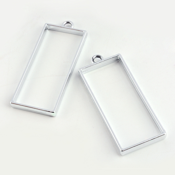 

PandaHall Rack Plating Alloy Rectangle Open Back Bezel Pendants, For DIY UV Resin, Epoxy Resin, Pressed Flower Jewelry, Cadmium Free &..., Silver