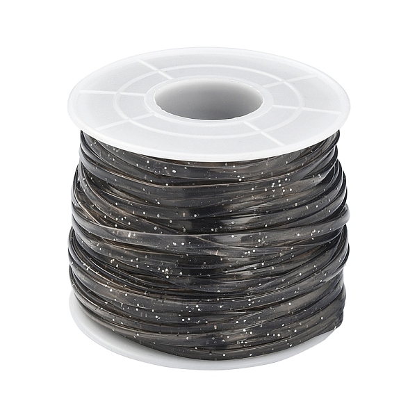 

PandaHall PVC Synthetic Rubber Cord, No Hole, with Glitter Powder and Spool, Flat, Slate Gray, 2.3x0.8mm, about 27.34 Yards(25m)/Roll PVC
