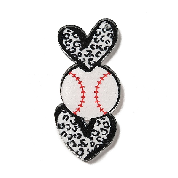 

PandaHall Acrylic Pendants, Heart with Sport Ball, Baseball, 49.5x20.5x2mm, Hole: 1.2mm Acrylic Baseball