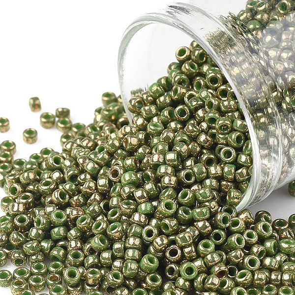 

PandaHall TOHO Round Seed Beads, Japanese Seed Beads, (1702) Gilded Marble Green, 11/0, 2.2mm, Hole: 0.8mm, about 1110pcs/10g Glass Green