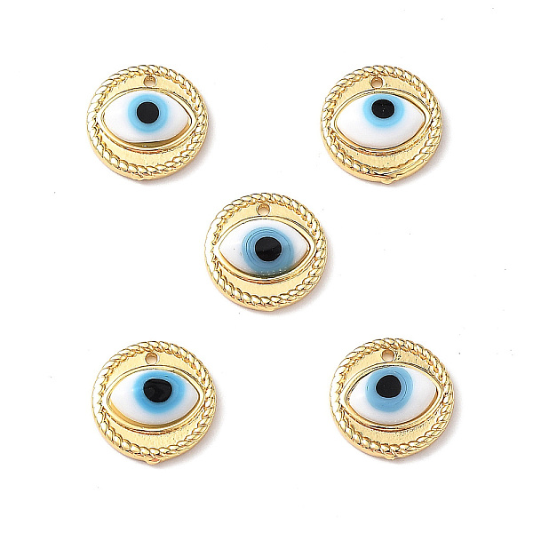 

PandaHall Handmade Lampwork Evil Eye Pendants, with Real 18K Gold Plated Brass Findings, Lead Free & Cadmium free, Flat Round Charm, White...