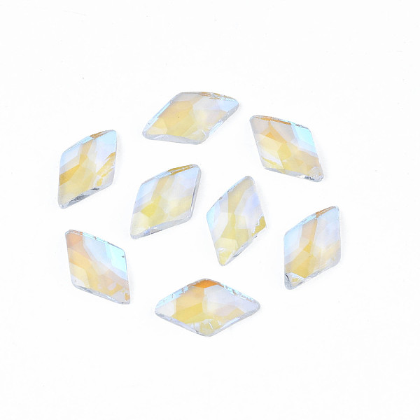 

PandaHall Glass Rhinestone Cabochons, Nail Art Decoration Accessories, Faceted, Rhombus, Clear AB, 10x6x1.5mm Glass Rhombus White