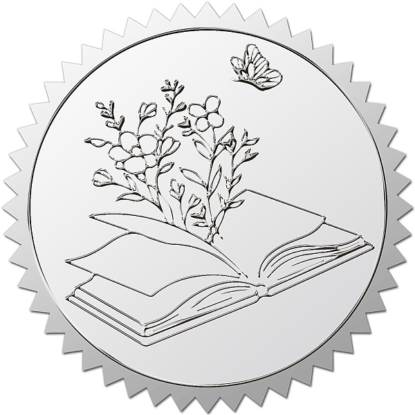 

PandaHall CRASPIRE 100Pcs Book Embossed Seals Stickers Silver 2" Flower Butterfly Award Certificate Seals Waterproof Foil Stickers Seals...