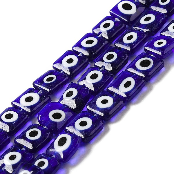 

PandaHall Handmade Evil Eye Lampwork Beads Strands, Square, Midnight Blue, 7.5~8x7.5~8x2.5~3mm, Hole: 1mm, about 48pcs/strand, 15.04 inch...