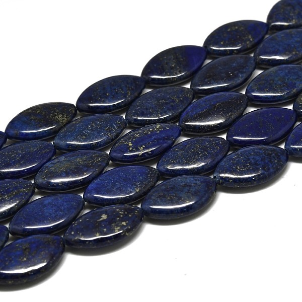 PandaHall Natural Lapis Lazuli Beads Strands, Horse Eye, 25x1.5x6mm, Hole: 1mm, about 16pcs/strand, 15.35''(39cm) Lapis Lazuli Horse Eye
