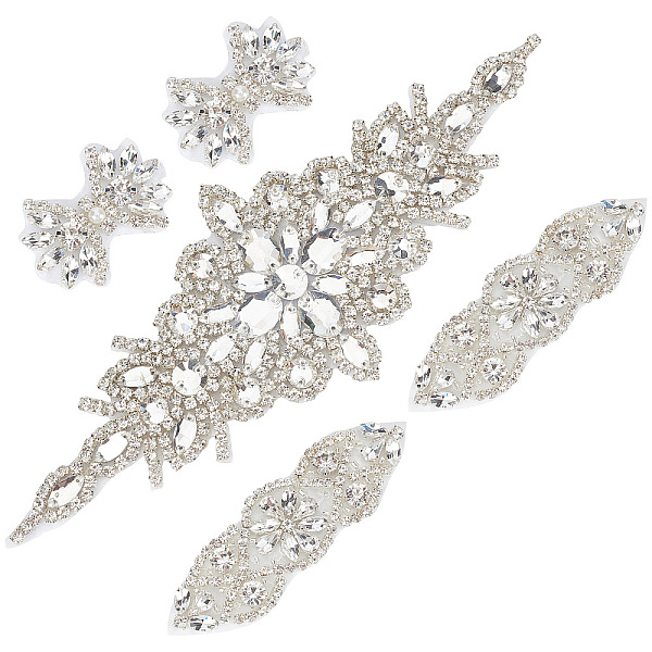 

PandaHall CRASPIRE 5Pcs 3 Style Hotfix Rhinestone, Hot Melt Adhesive on the Back, for DIY Bridal Belt, Flower, Crystal..., Clear